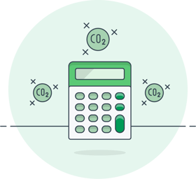 illustration of a calculator and offsetting carbon