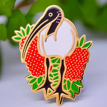 blog-customer-story-jesse-irwin-art-bin-chicken-ibis-bottlebrush-enamel-pin