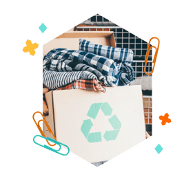 recycled clothing in a box