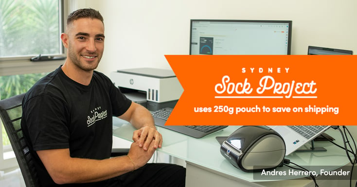 Sydney Sock Project saves 250g pouch on shipping
