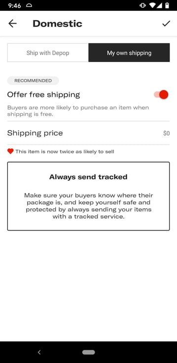 my own shipping depop