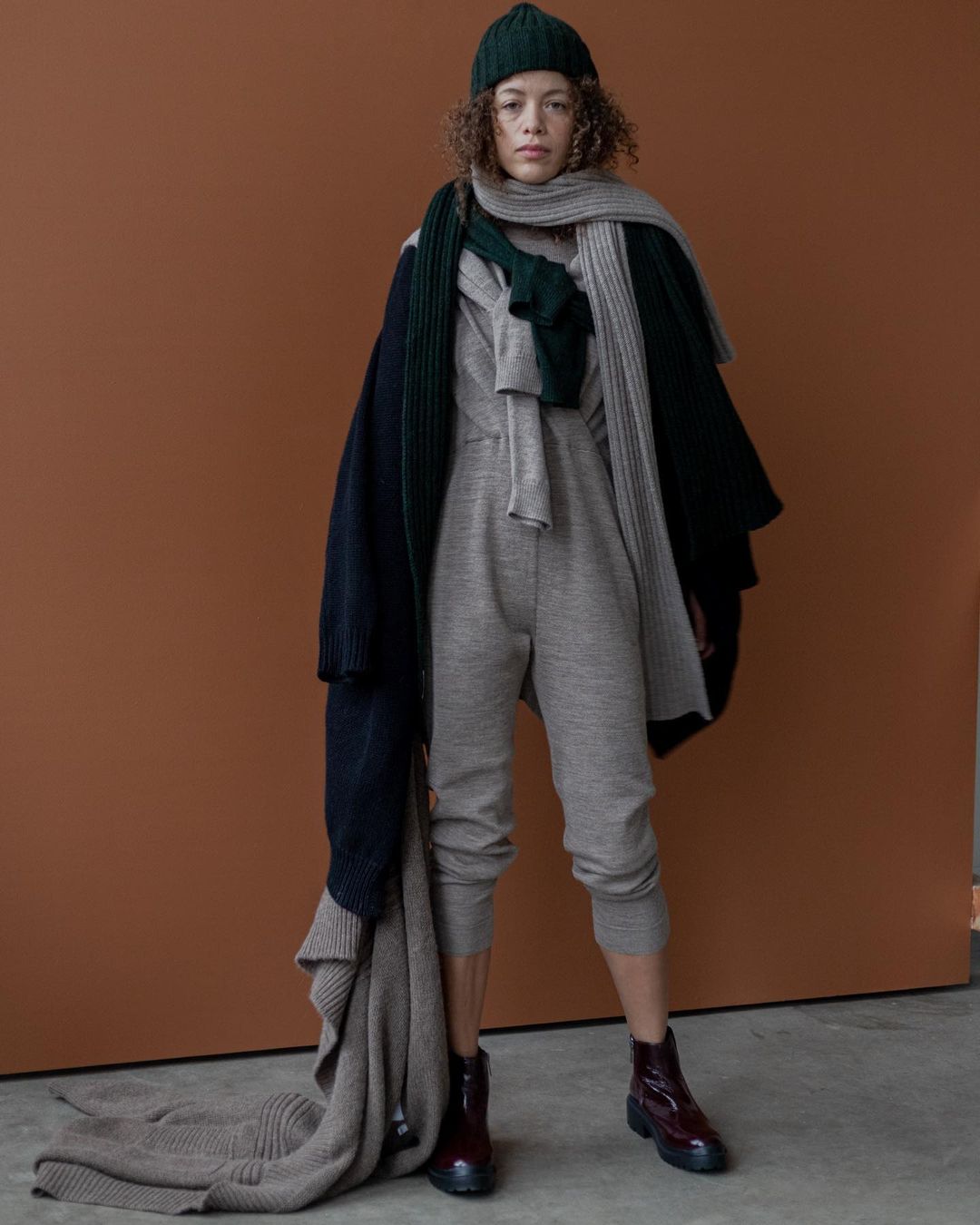 SSKEIN high fashion model in sustainable and comfortable cloak scarf and clothes
