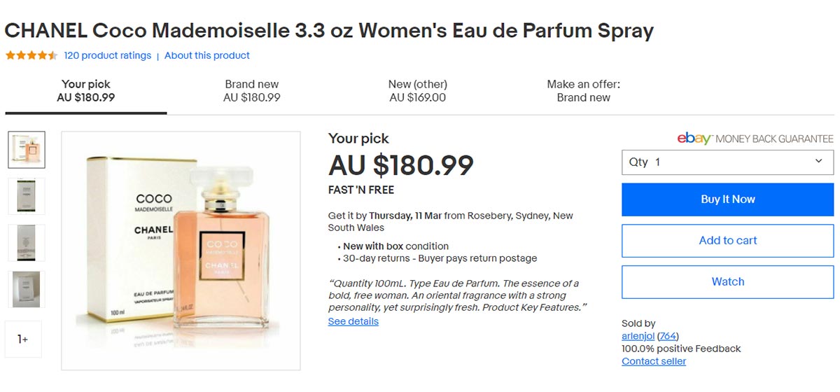 ebay top selling fragrance chanel