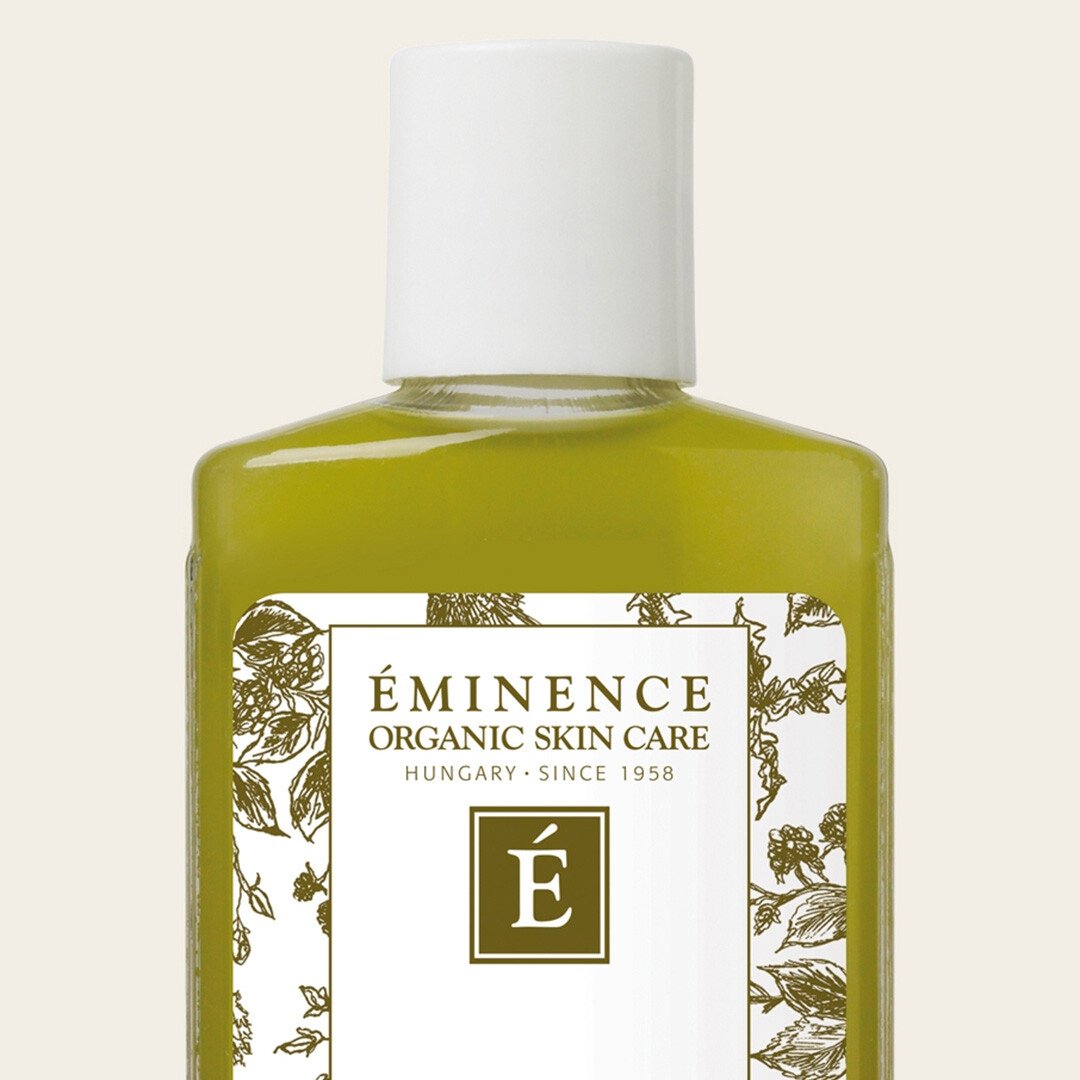 beauty ritual eminence organic skin care green bottle close up