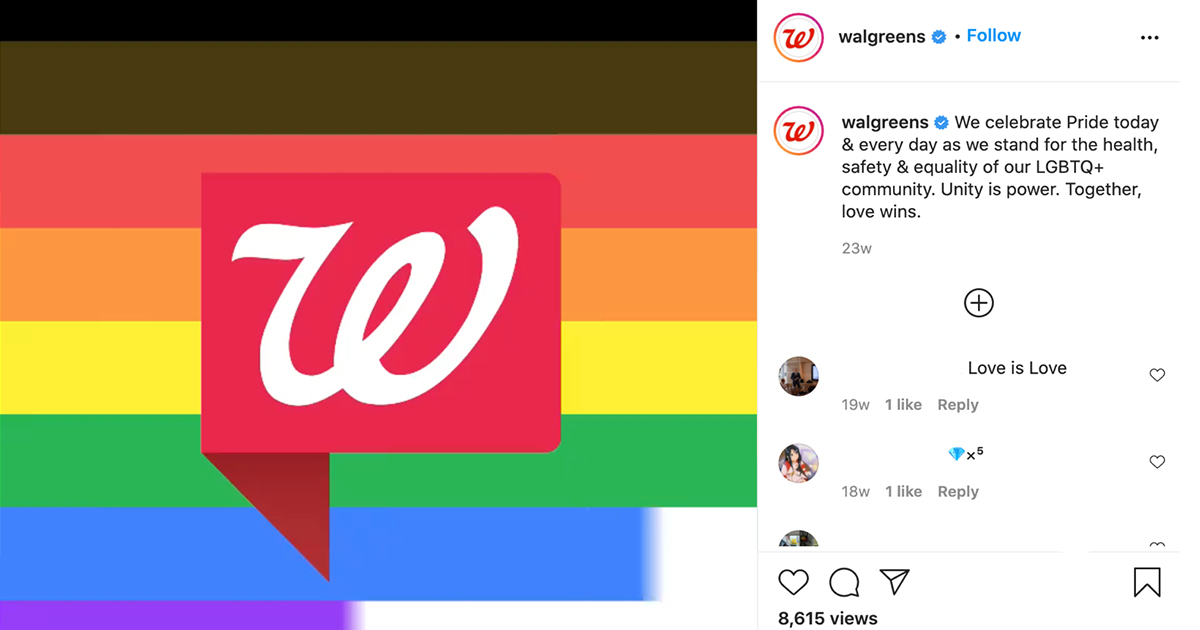 walgreens LGBTQIA+ support brand values