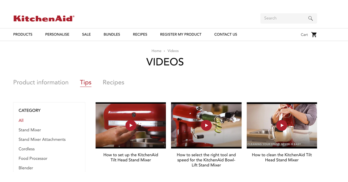 kitchenaid content marketing how to videos