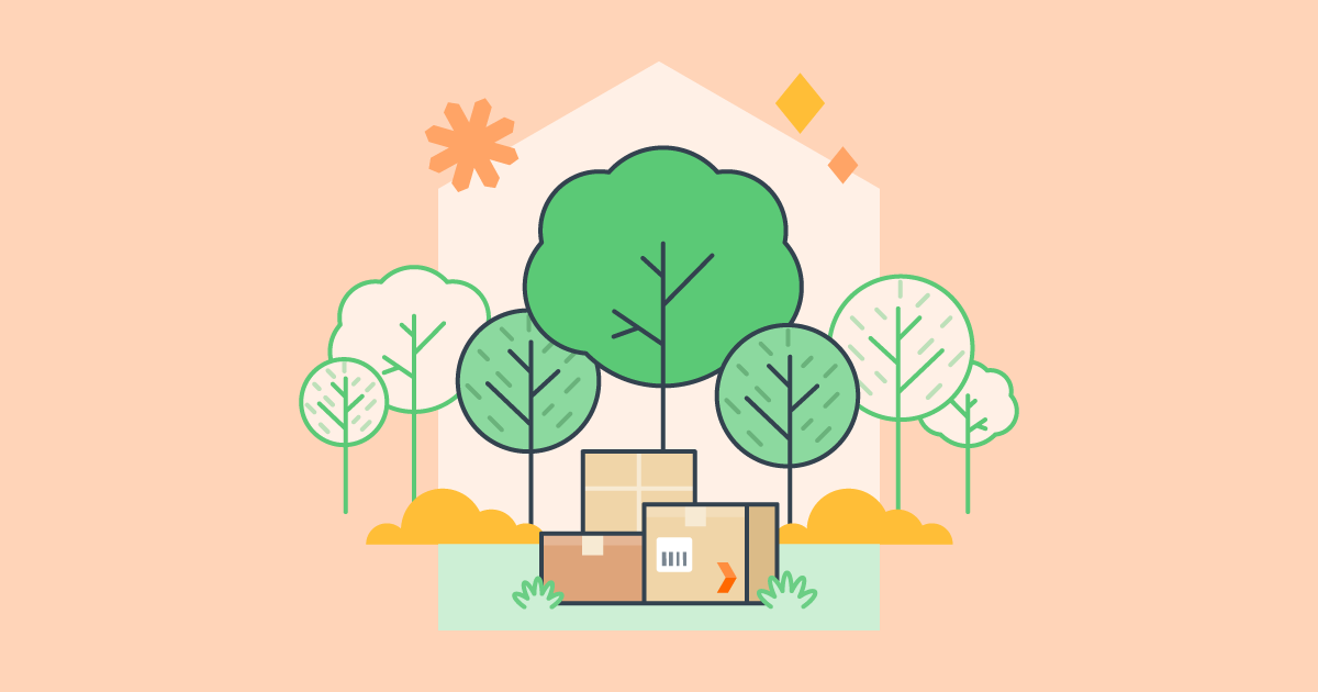 reduce carbon footprint shipping boxes from sendle trees in the background