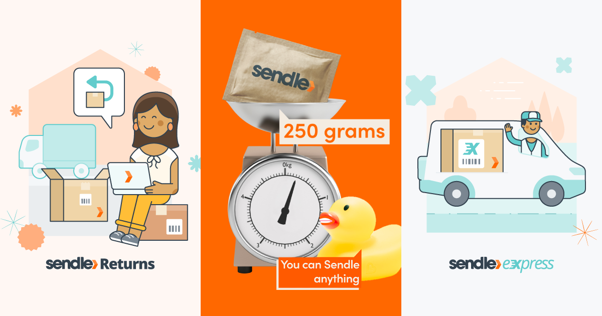 Sendle returns, 250g pouch, express full-stack shipping service offer