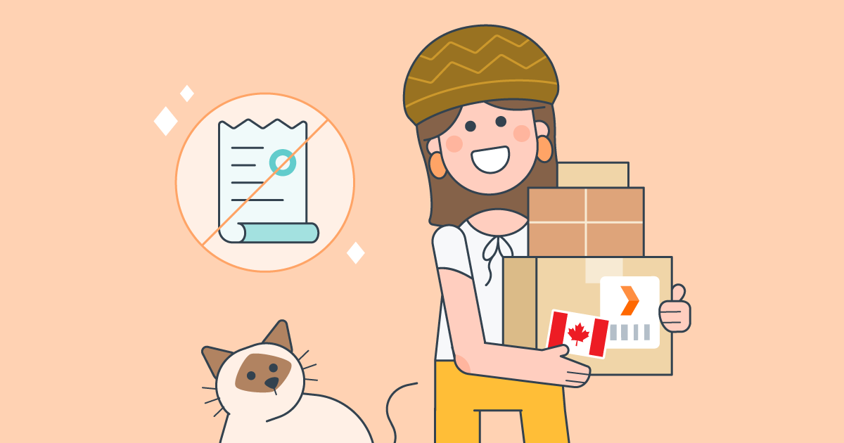 woman holding shipping packages no contract subscription documents icon