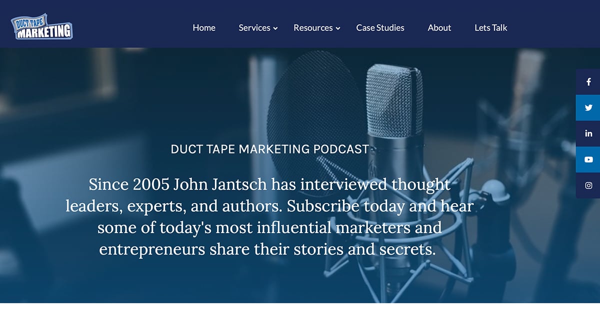 duct tape marketing podcast homepage