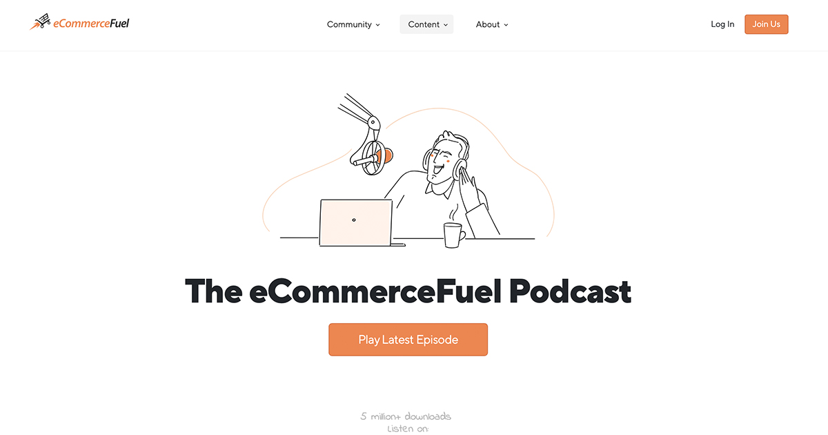 ecommerce fuel podcast homepage