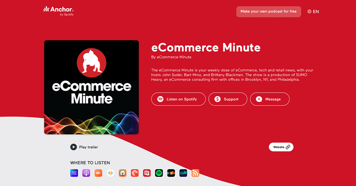 ecommerce minute podcast anchor page