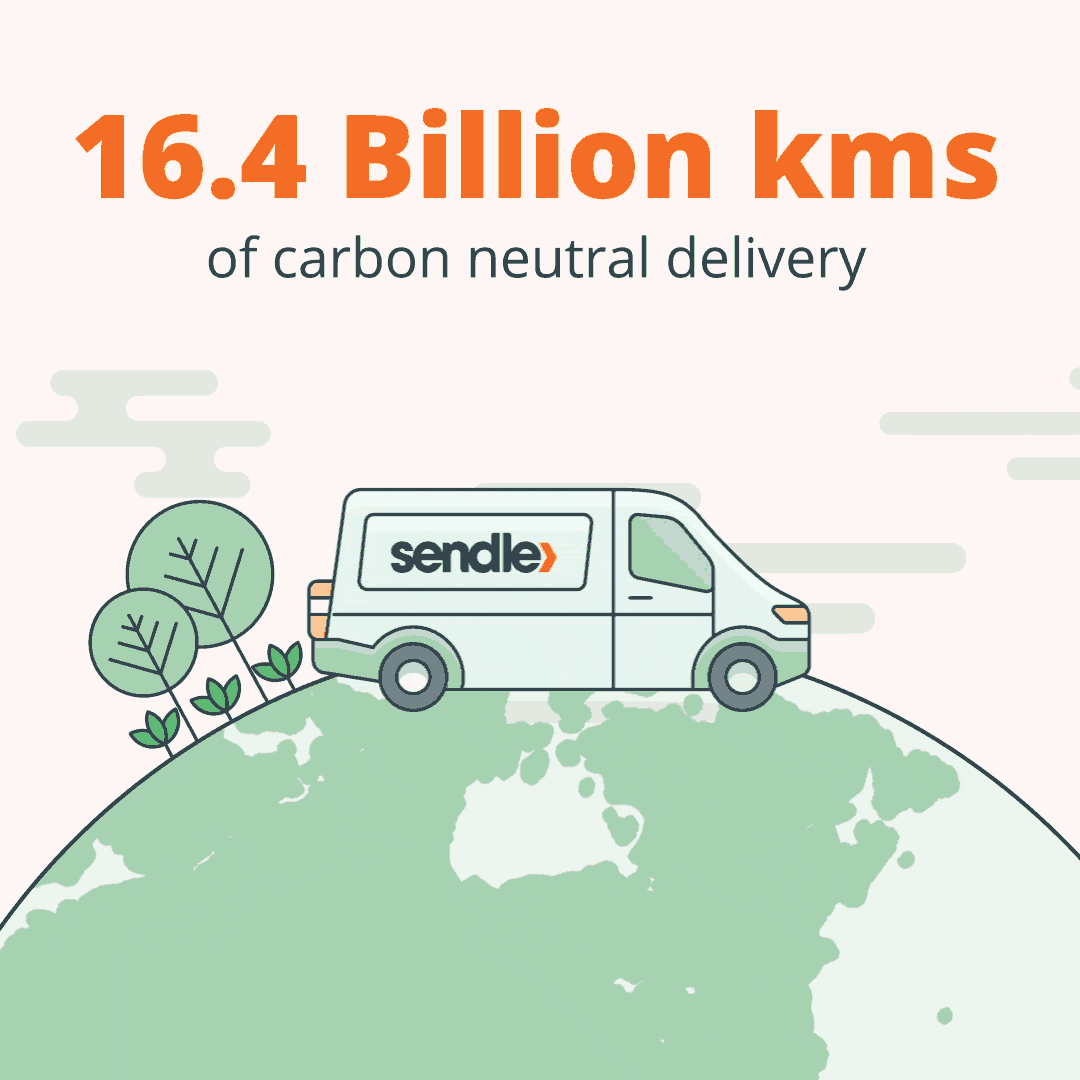 GIF on Sendle's 16.4 Billion kms of carbon neutral delivery | Sendle 100% Carbon Neutral Shipping
