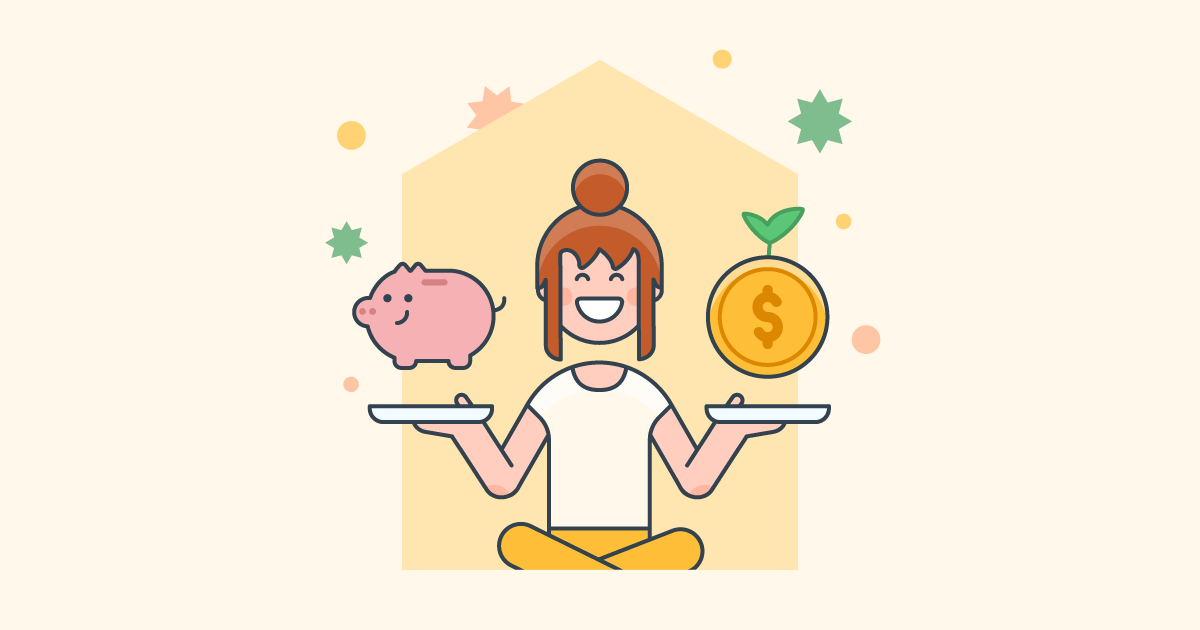 illustration of a person savings piggy bank