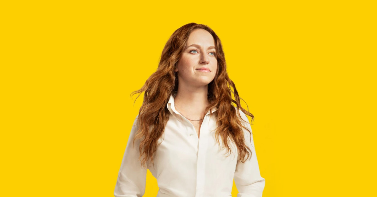 woman on yellow background