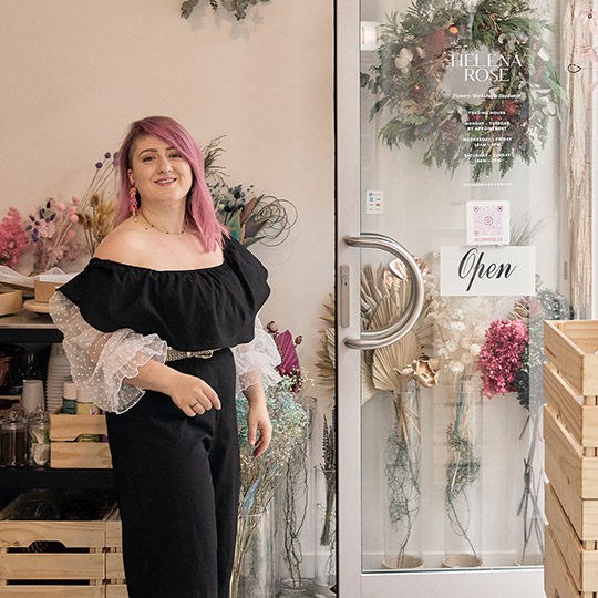 Helena Rose small business owner woman at her flower shop