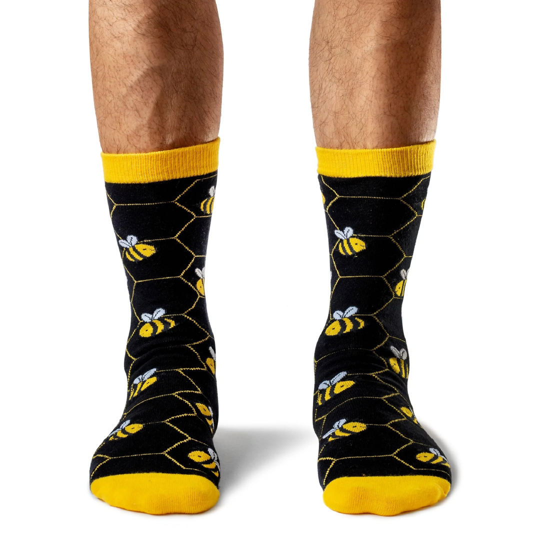 sydney-sock-project-product-shot-legs-wearing-save-the-bees-socks