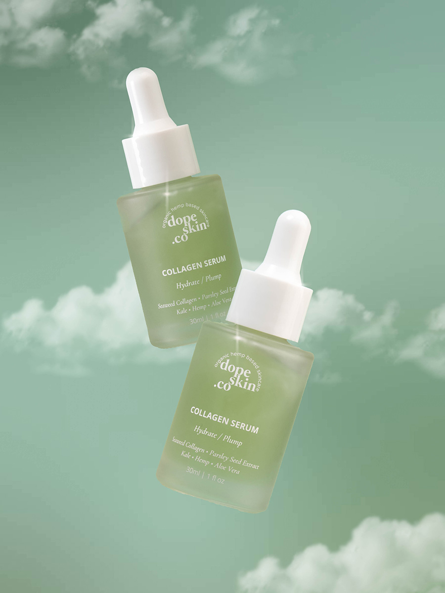two-green-bottles-of-skin-care-serum-product