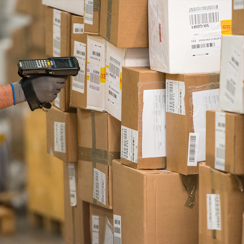 piles of packages being prepared to be delivered