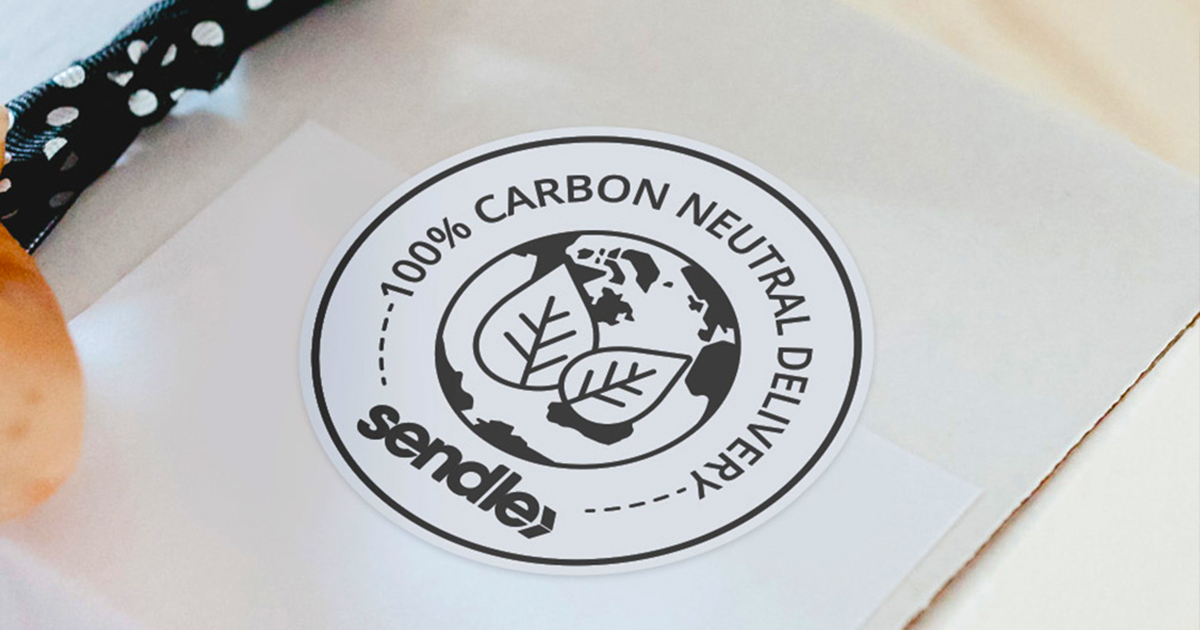sendle 100 percent carbon neutral badge on package