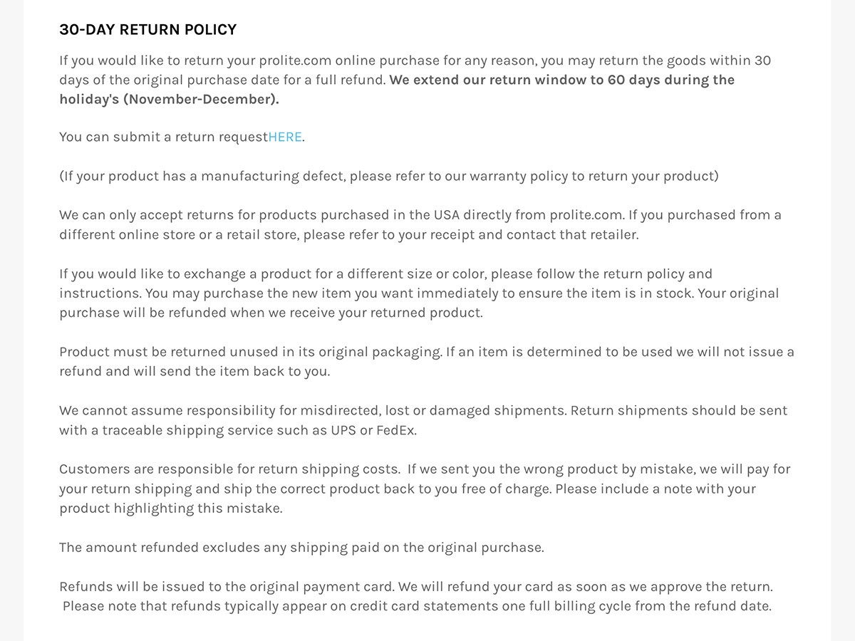 screenshot pro-lite return policy