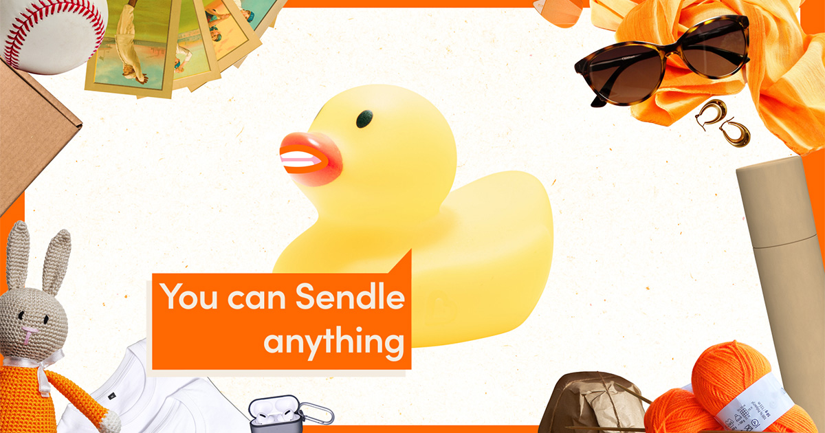 sendle pouch 250g rubber duck you can sendle anything speech bubble surrounded with small items