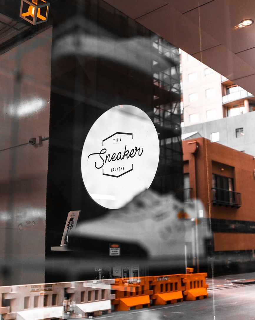 the sneaker laundry shop sign exterior