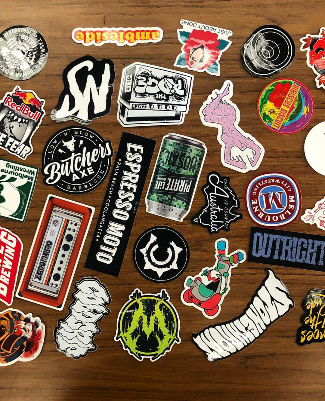 various printed stickers