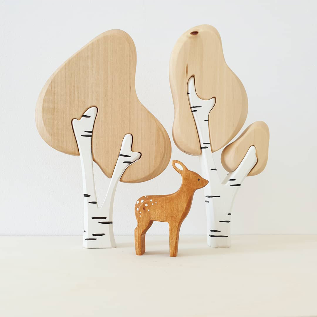 wooden dear and birch toy