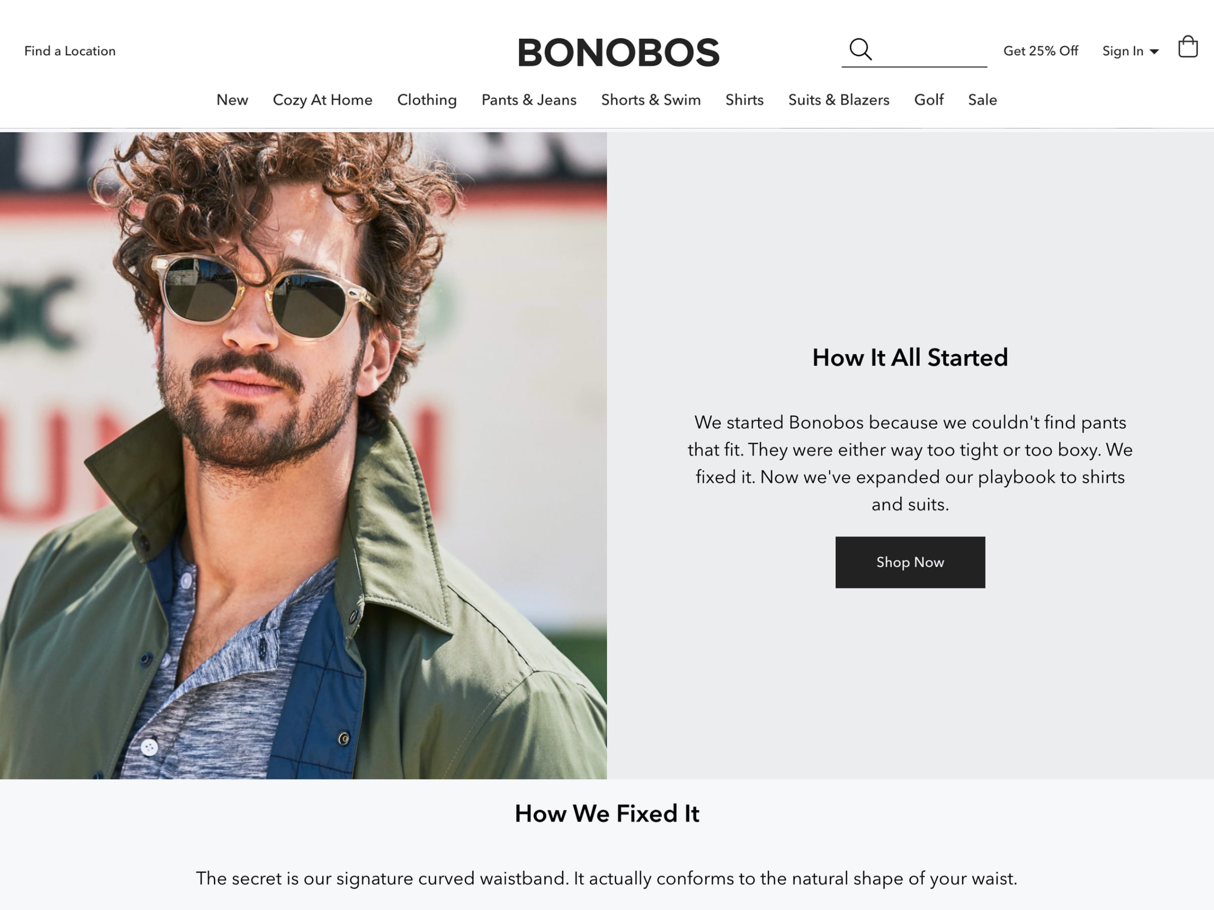 Bonobos About Us page example