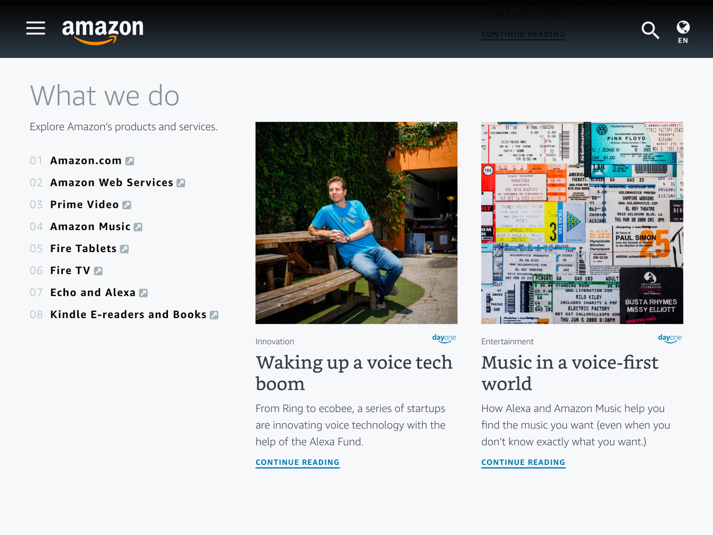 Amazon About Us page example