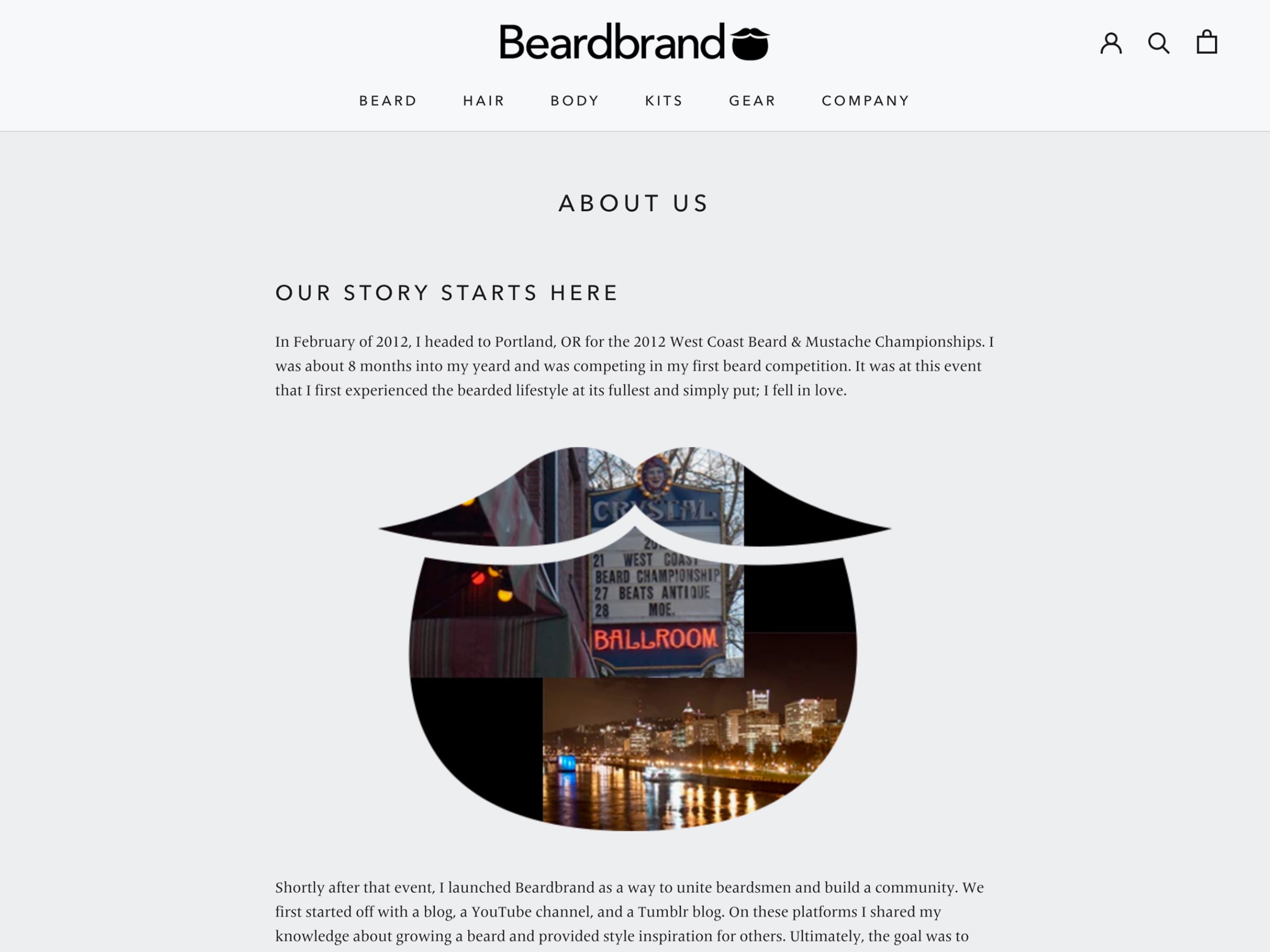 Beardbrand About Us page example