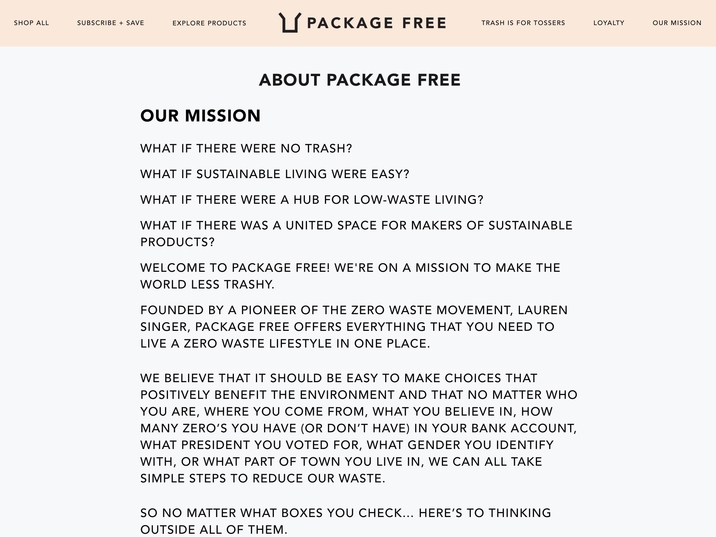 Package Free About Us page example