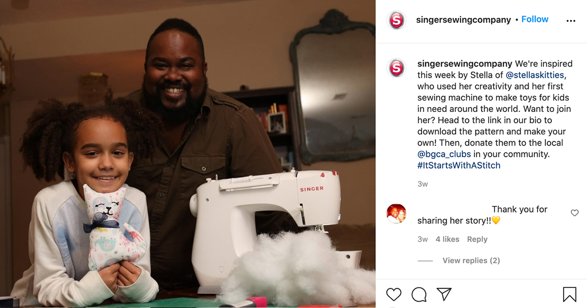 singer sewing user generated content hashtag