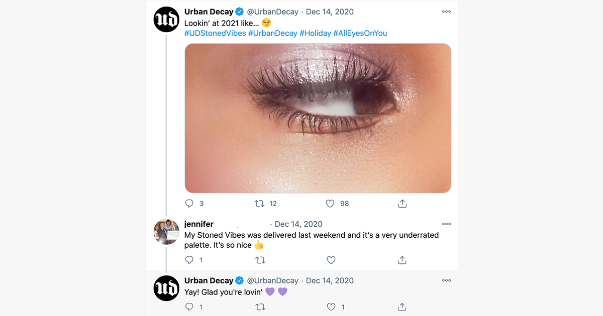 urban decay twitter user interaction