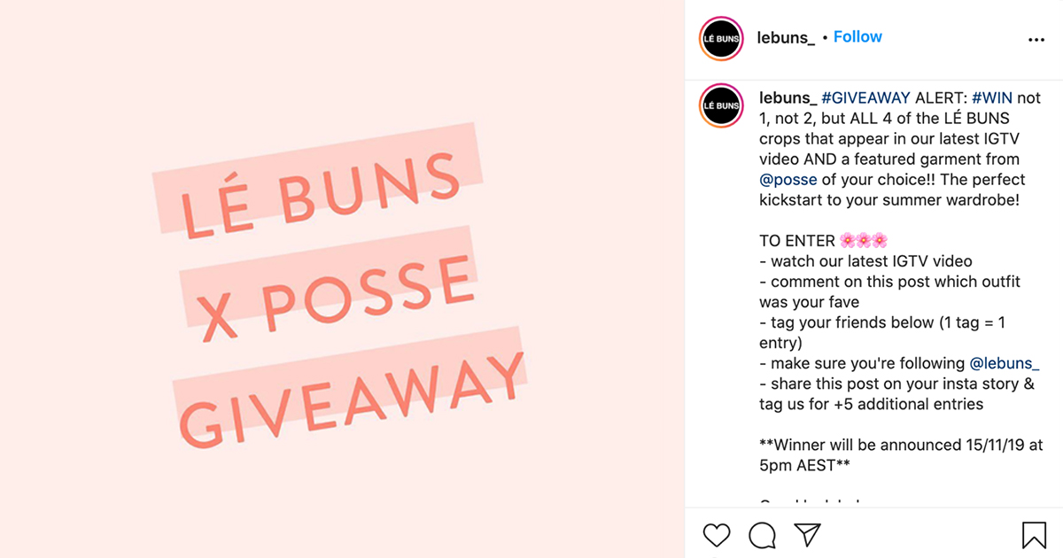 Le Buns user generated content instagram giveaway